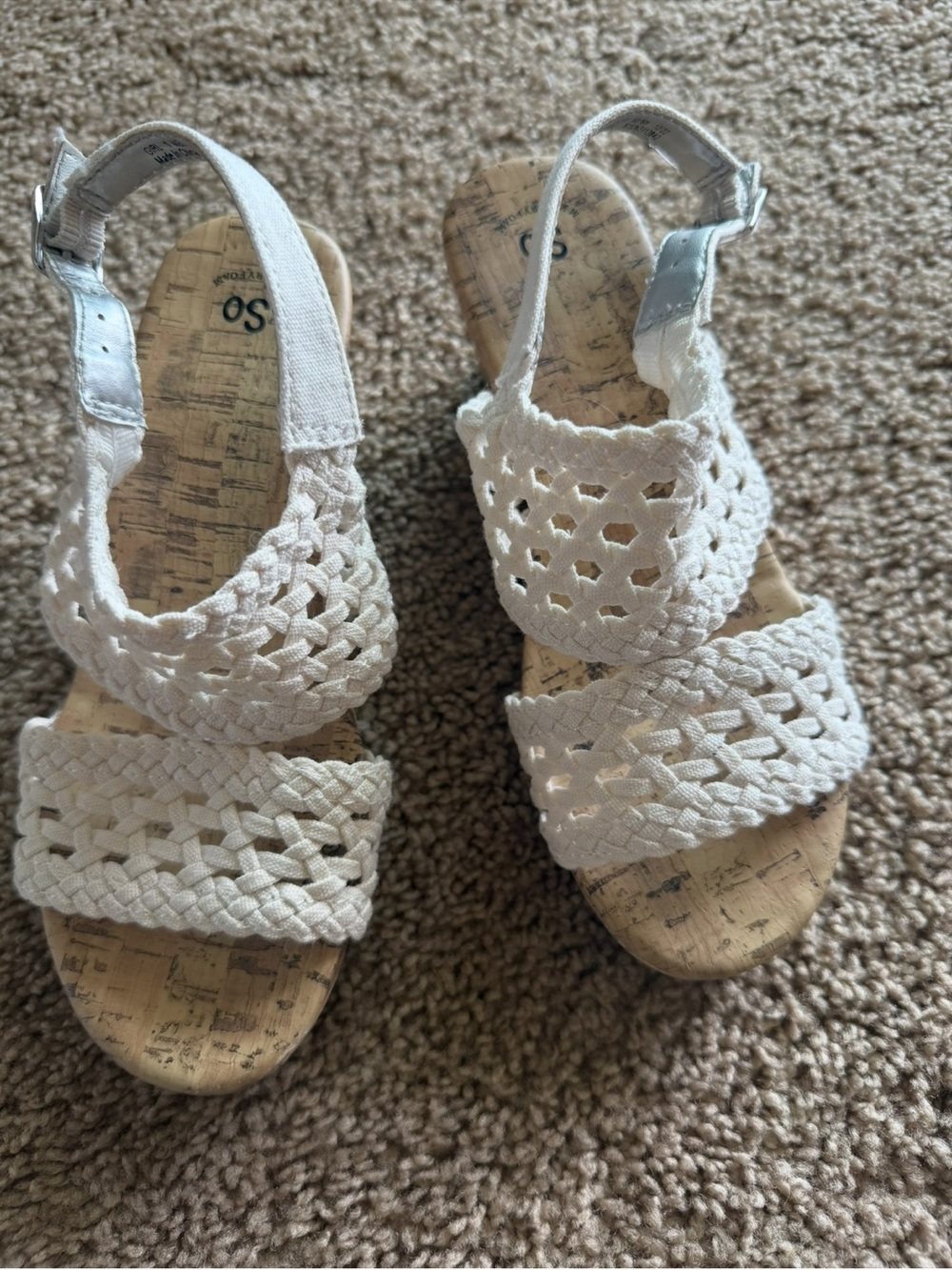 SO White Braided Girls Sandals